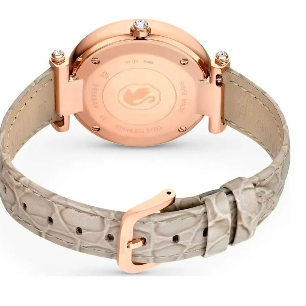 SWAROVSKI Women's Crystalline Wonder Watch~Swiss Made~Beige Strap/Rose Gold